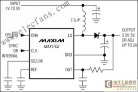 MAX1708 大功率、升压型DC-DC转换器