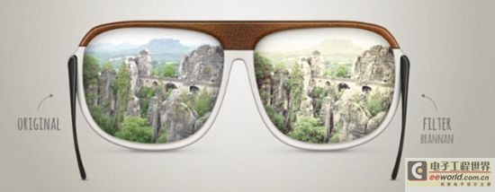 The glasses, designed by German inventor Markus Gerke, have a 5-megapixel sensor that uses a built-in computer to add filters to real-world scenes.