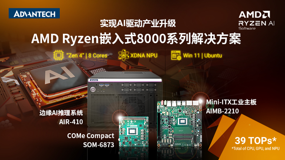 研華新品搭載最新 AMD Ryzen 嵌入式 8000 系列處理器，驅(qū)動AI 智能新篇章